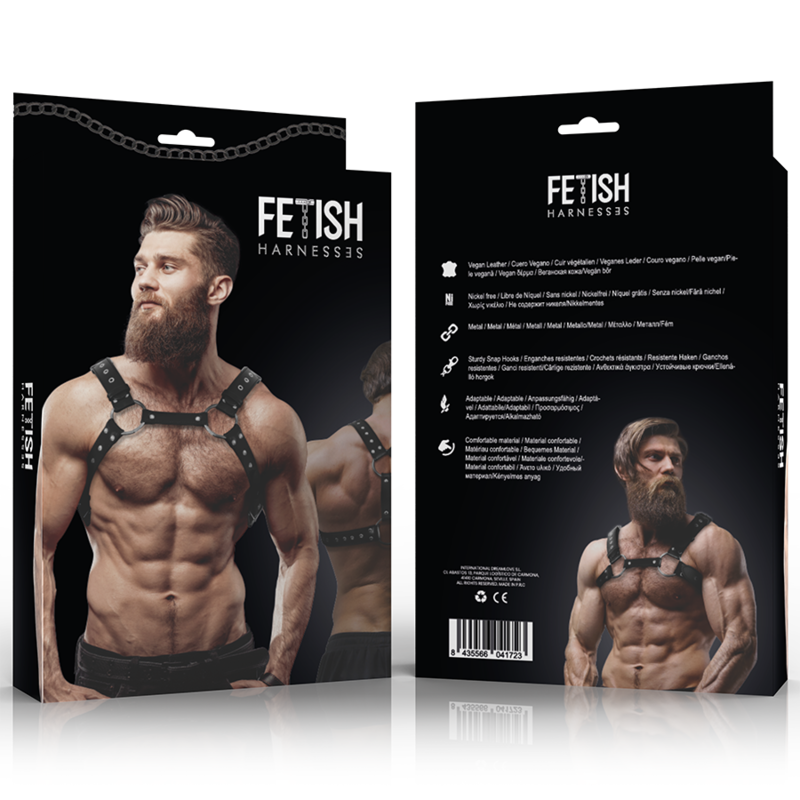 Alternative view of FETISH SUBMISSIVE ATTITUDE - MENS ECO-LEATHER CHEST HARNESS WITH STUDS
