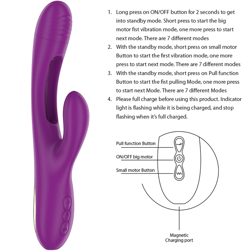 INTENSE - APOLO RECHARGEABLE MULTIFUNCTION VIBRATOR 7 VIBRATIONS WITH SWINGING MOTION PURPLE - Bild 4