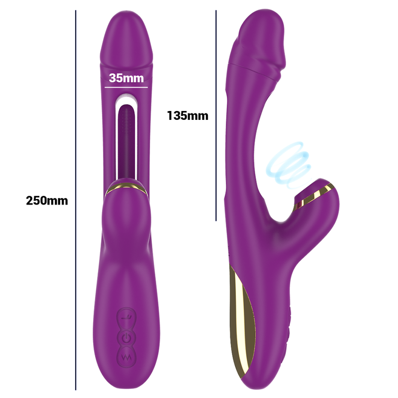 INTENSE - ATENEO RECHARGEABLE MULTIFUNCTION VIBRATOR 7 VIBRATIONS WITH OSCILLATING TONGUE AND PURPLE SUCTION - Bild 6