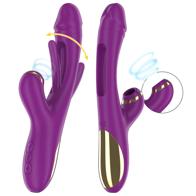 INTENSE - ATENEO RECHARGEABLE MULTIFUNCTION VIBRATOR 7 VIBRATIONS WITH OSCILLATING TONGUE AND PURPLE SUCTION - Bild 7