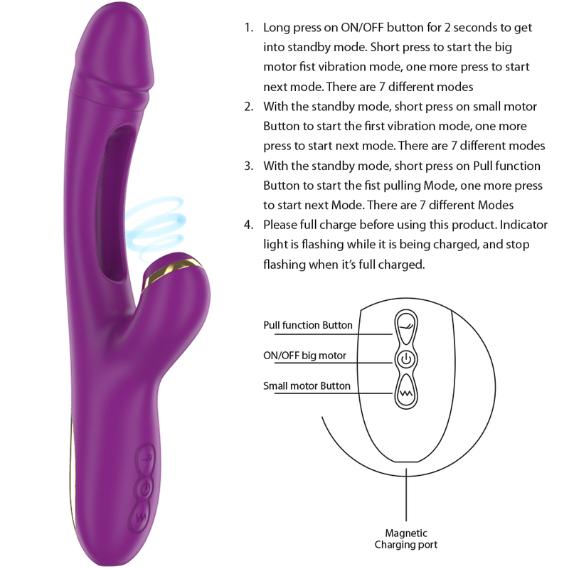 INTENSE - ATENEO RECHARGEABLE MULTIFUNCTION VIBRATOR 7 VIBRATIONS WITH OSCILLATING TONGUE AND PURPLE SUCTION - Bild 3