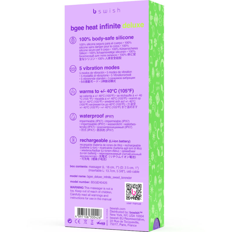 B SWISH - BGEE HEAT INFINITE DELUXE RECHARGEABLE VIBRATOR LAVENDER SILICONE - Bild 3