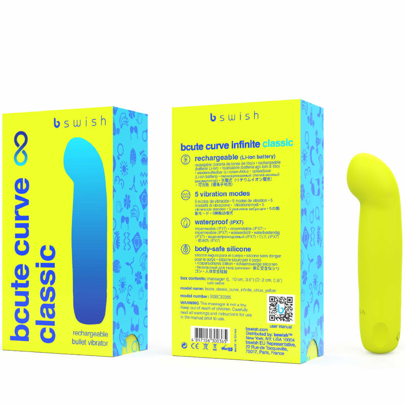 B SWISH - BCUTE CURVE INFINITE CLASSIC RECHARGEABLE SILICONE VIBRATOR YELLOW - Bild 3