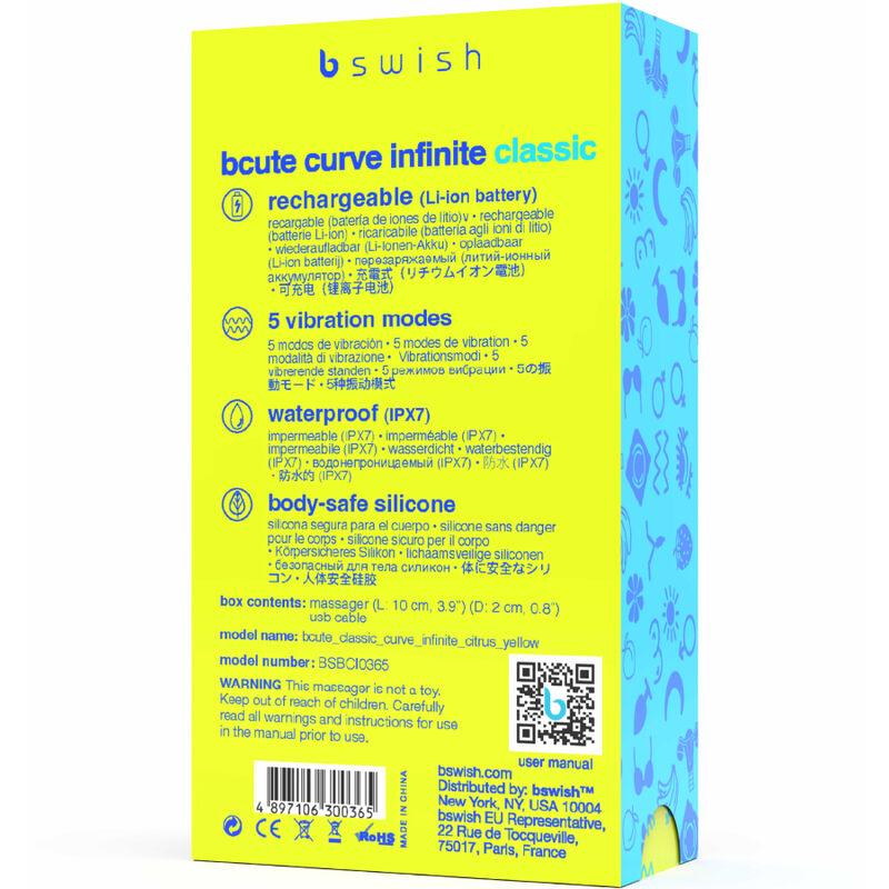 B SWISH - BCUTE CURVE INFINITE CLASSIC RECHARGEABLE SILICONE VIBRATOR YELLOW - Bild 5