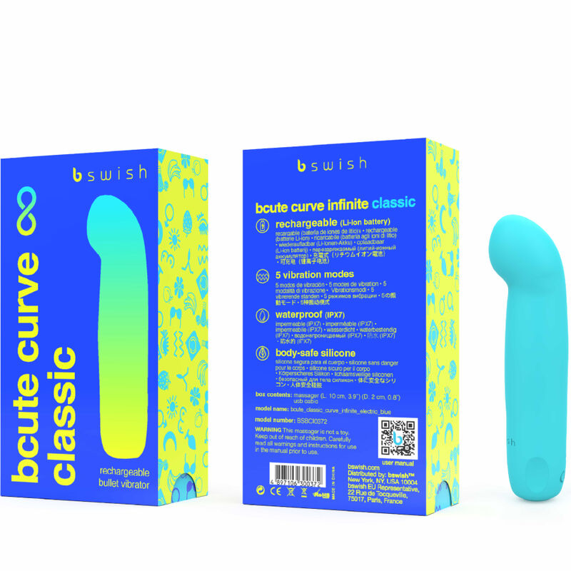 Alternative view of B SWISH - BCUTE CURVE INFINITE CLASSIC RECHARGEABLE VIBRATOR BLUE SILICONE