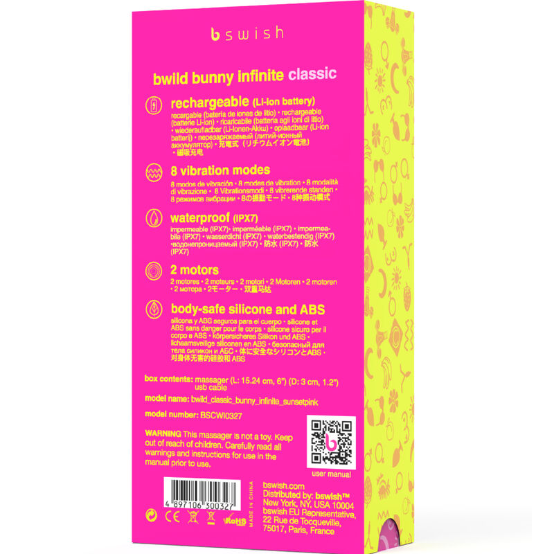 B SWISH - BWILD BUNNY INFINITE CLASSIC RECHARGEABLE VIBRATOR PINK SILICONE - Bild 3