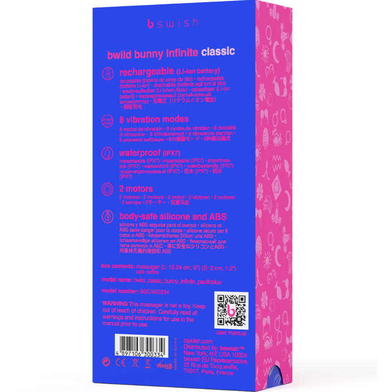 B SWISH - BWILD BUNNY INFINITE CLASSIC RECHARGEABLE VIBRATOR BLUE SILICONE - Bild 3