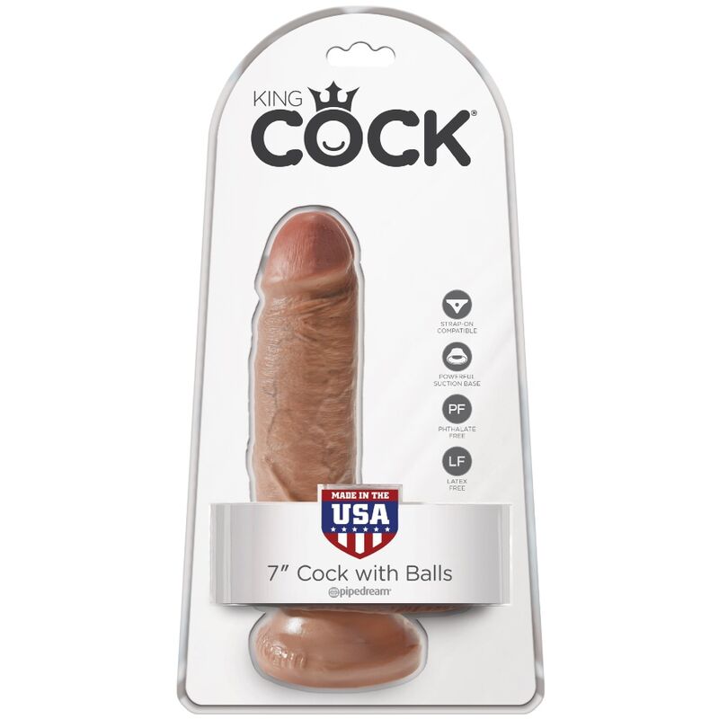 KING COCK - REALISTIC PENIS WITH BALLS 13.2 CM CARAMEL - Bild 6