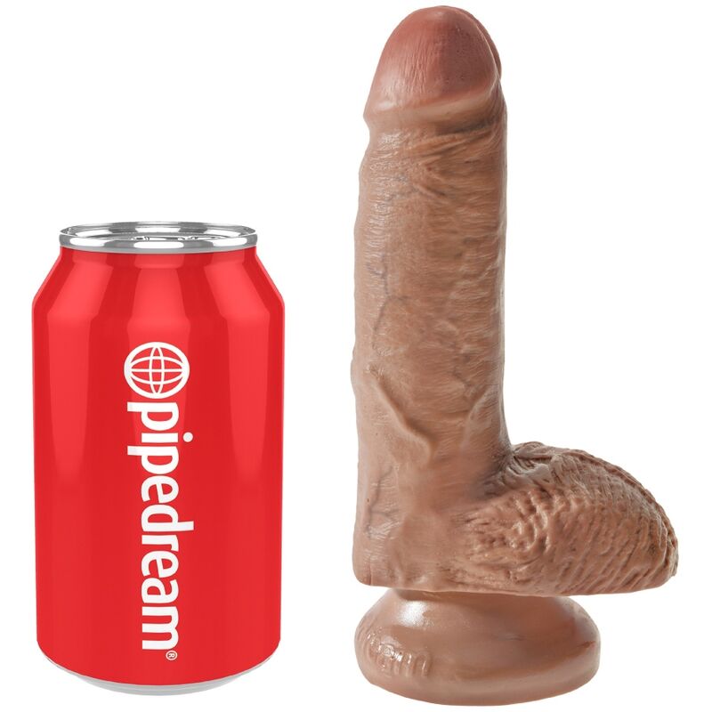 KING COCK - REALISTIC PENIS WITH BALLS 13.2 CM CARAMEL - Bild 5