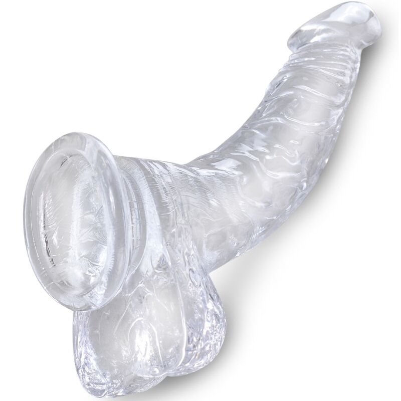 KING COCK - CLEAR REALISTIC CURVED PENIS WITH BALLS 16.5 CM TRANSPARENT - Bild 4