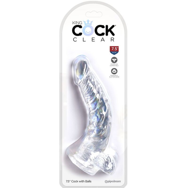 KING COCK - CLEAR REALISTIC CURVED PENIS WITH BALLS 16.5 CM TRANSPARENT - Bild 3