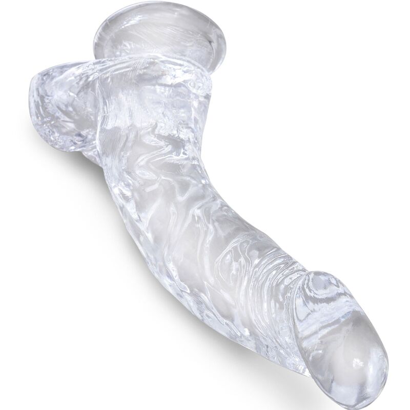 Alternative view of KING COCK - CLEAR REALISTIC CURVED PENIS WITH BALLS 16.5 CM TRANSPARENT