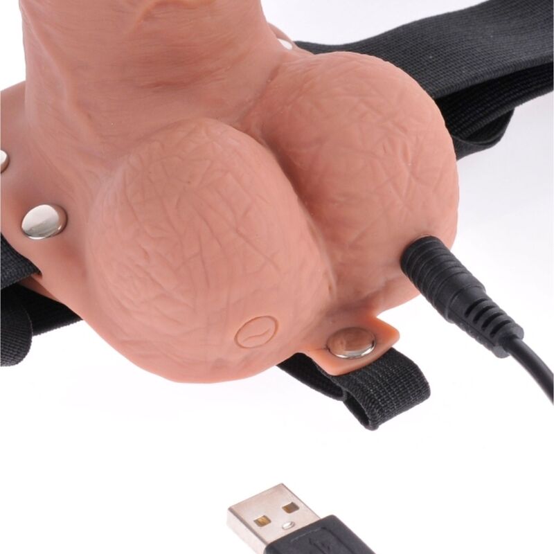 Alternative view of FETISH FANTASY SERIES - ADJUSTABLE HARNESS REALISTIC PENIS WITH BALLS RECHARGEABLE AND VIBRATOR 17.8 CM