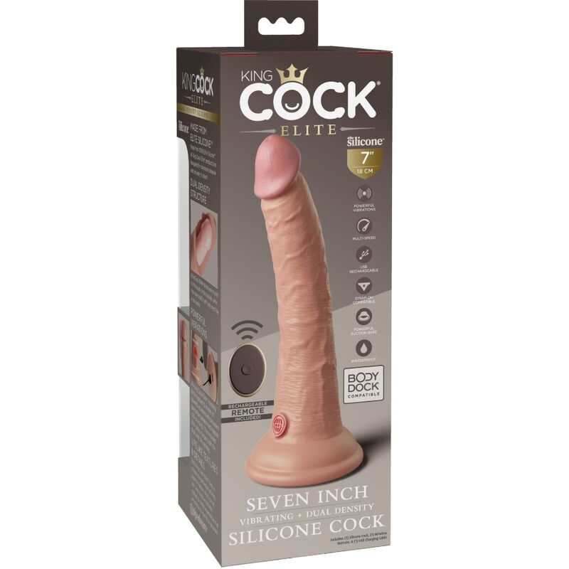 KING COCK - ELITE REALISTIC DILDO VIBRATOR & SILICONE REMOTE CONTROL 17.8 CM - Bild 5