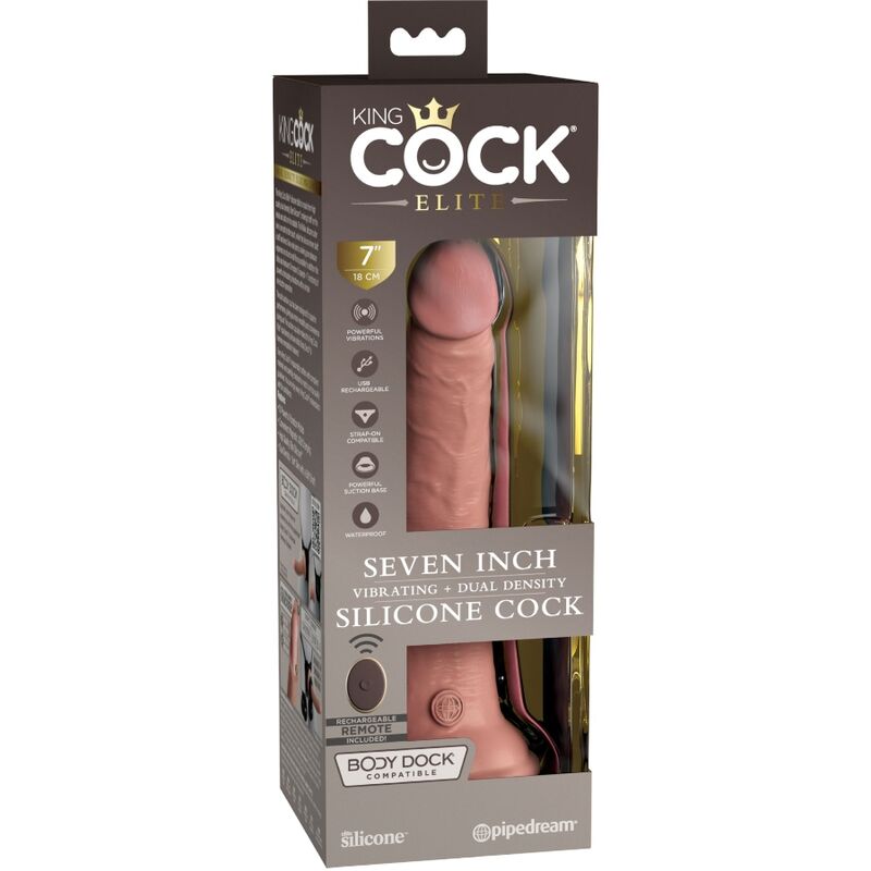 KING COCK - ELITE REALISTIC DILDO VIBRATOR & SILICONE REMOTE CONTROL 17.8 CM - Bild 6