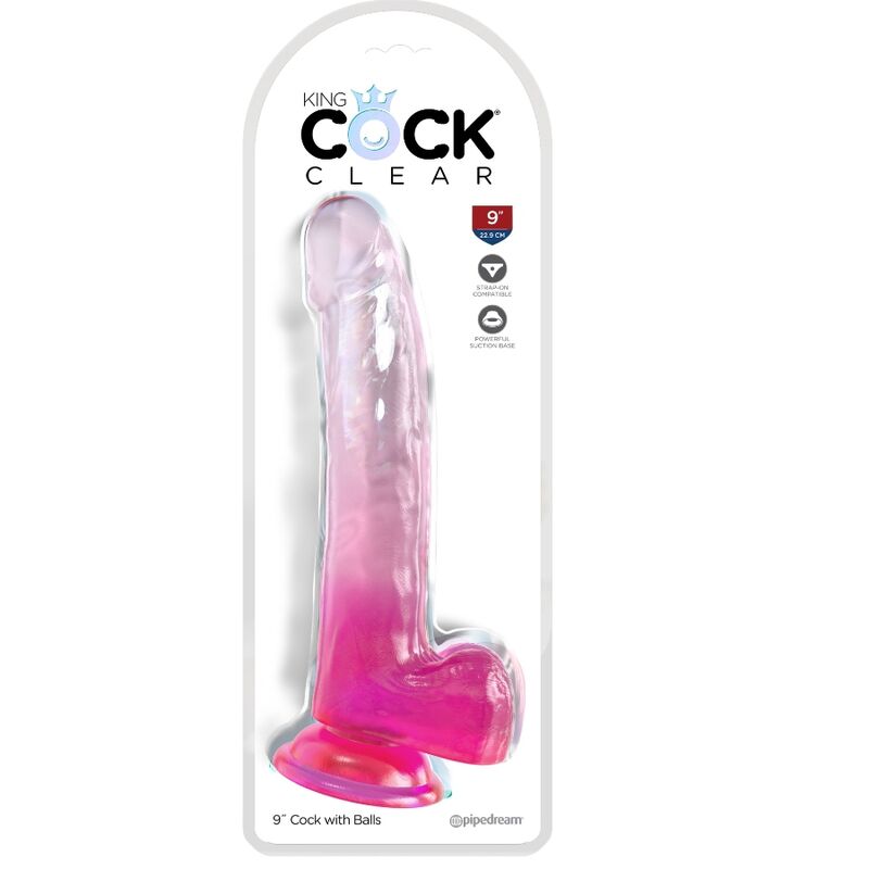 KING COCK - CLEAR DILDO WITH TESTICLES 20.3 CM PINK - Bild 2