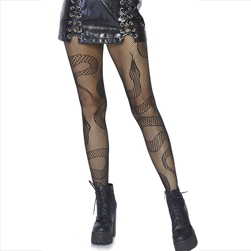 Alternative view of LEG AVENUE - STOCKINGS NET SNAKES BLACK