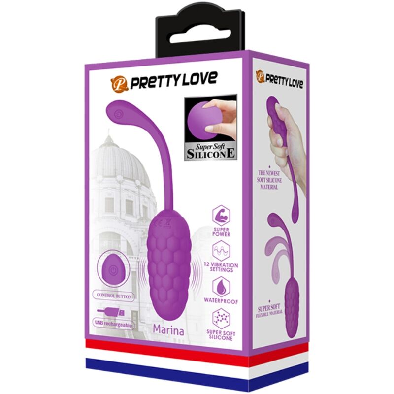 Alternative view of PRETTY LOVE - VIBRATING EGG WITH PURPLE RECHARGEABLE MARINE TEXTURE