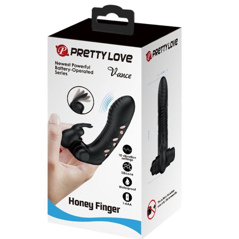 Alternative view of PRETTY LOVE - VANCE BLACK RABBIT VIBRATOR FINGER COVER