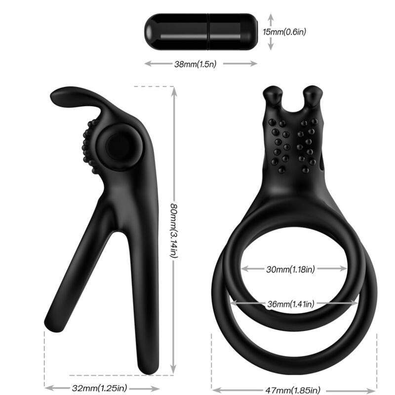 ARMONY - TRAVELER DOUBLE VIBRATOR RING FOR COUPLES RABBIT BLACK - Bild 4