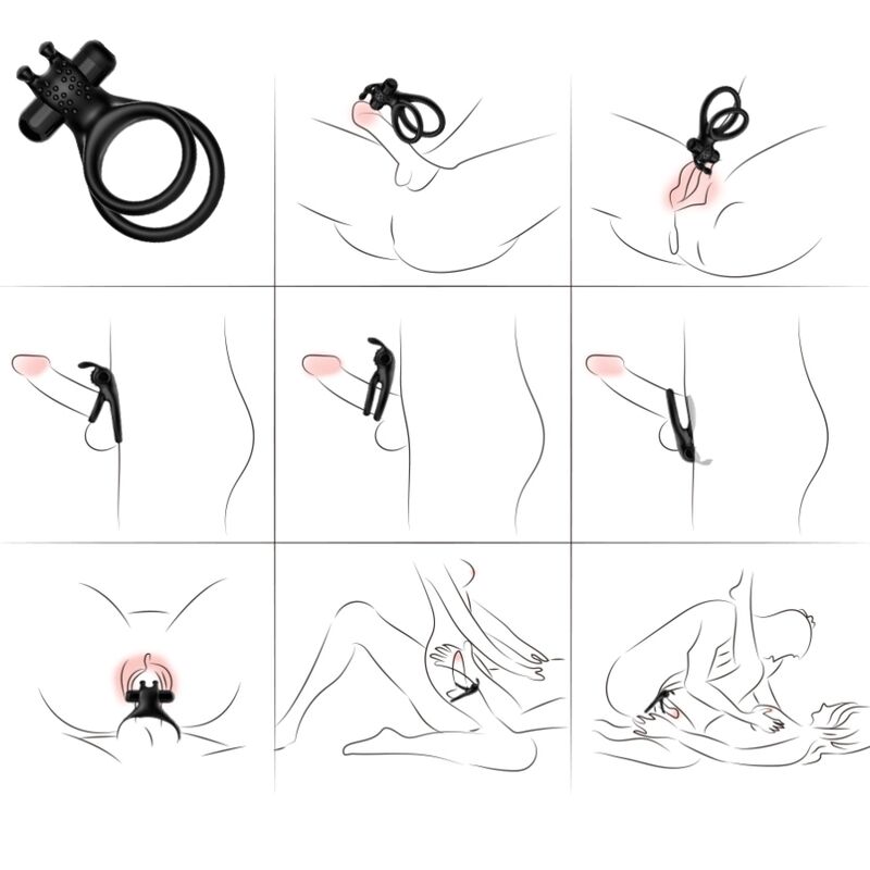 Alternative view of ARMONY - TRAVELER DOUBLE VIBRATOR RING FOR COUPLES RABBIT BLACK