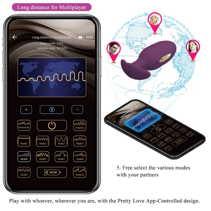 PRETTY LOVE - JEFFERSON APP CONTROLLED ANAL PLUG PURPLE - Bild 5