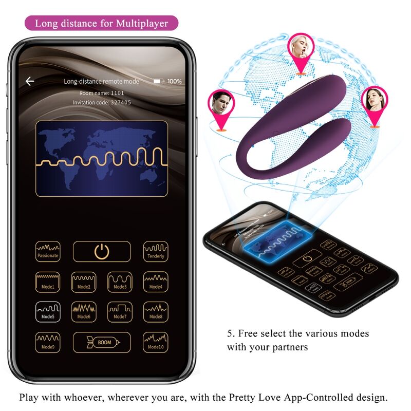 PRETTY LOVE - AUGUST REMOTE GLOBAL DOUBLE PLEASURE VIBRATOR - Bild 11