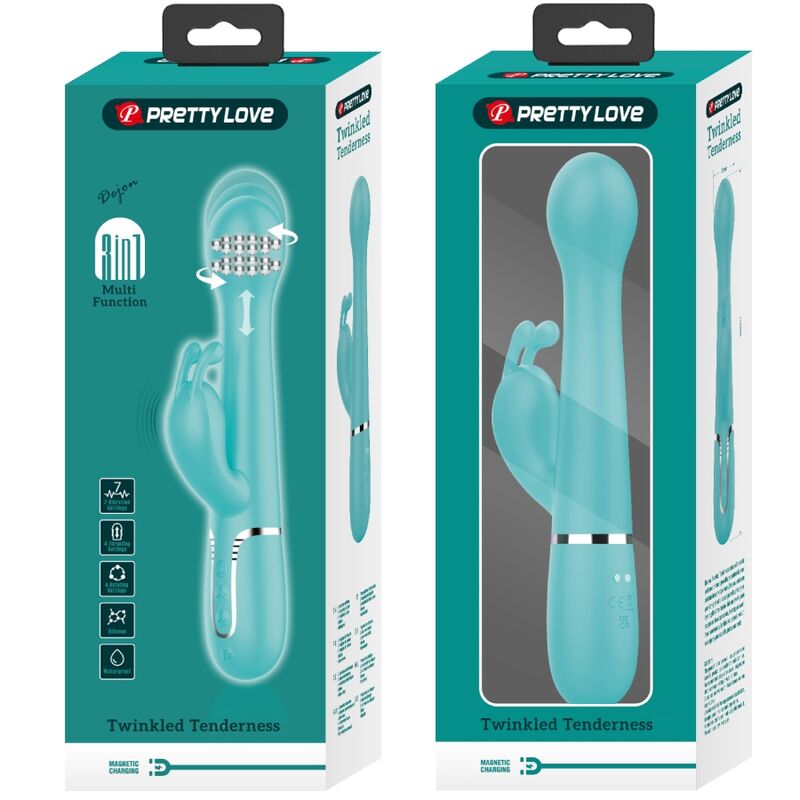 PRETTY LOVE - DEJON RABBIT VIBRATOR 3 IN 1 MULTIFUNCTION AQUA GREEN - Bild 4