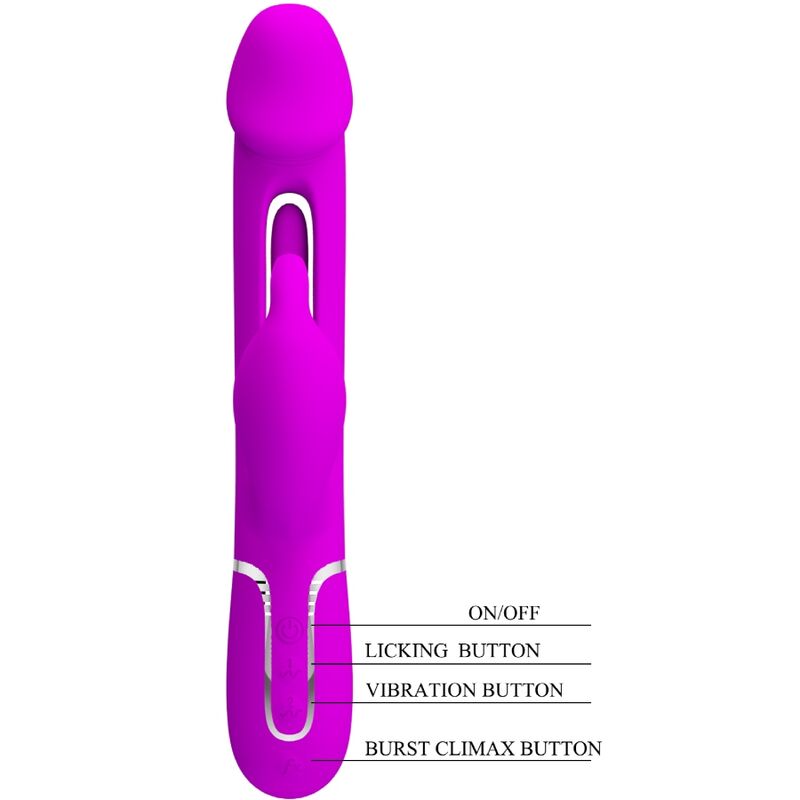PRETTY LOVE - KAMPAS RABBIT 3 IN 1 MULTIFUNCTION VIBRATOR WITH TONGUE FUCHSIA - Bild 8