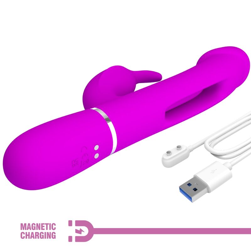 PRETTY LOVE - KAMPAS RABBIT 3 IN 1 MULTIFUNCTION VIBRATOR WITH TONGUE FUCHSIA - Bild 5