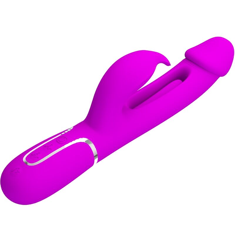 PRETTY LOVE - KAMPAS RABBIT 3 IN 1 MULTIFUNCTION VIBRATOR WITH TONGUE FUCHSIA - Bild 4