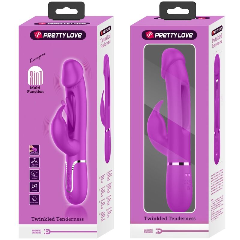 Alternative view of PRETTY LOVE - KAMPAS RABBIT 3 IN 1 MULTIFUNCTION VIBRATOR WITH TONGUE FUCHSIA
