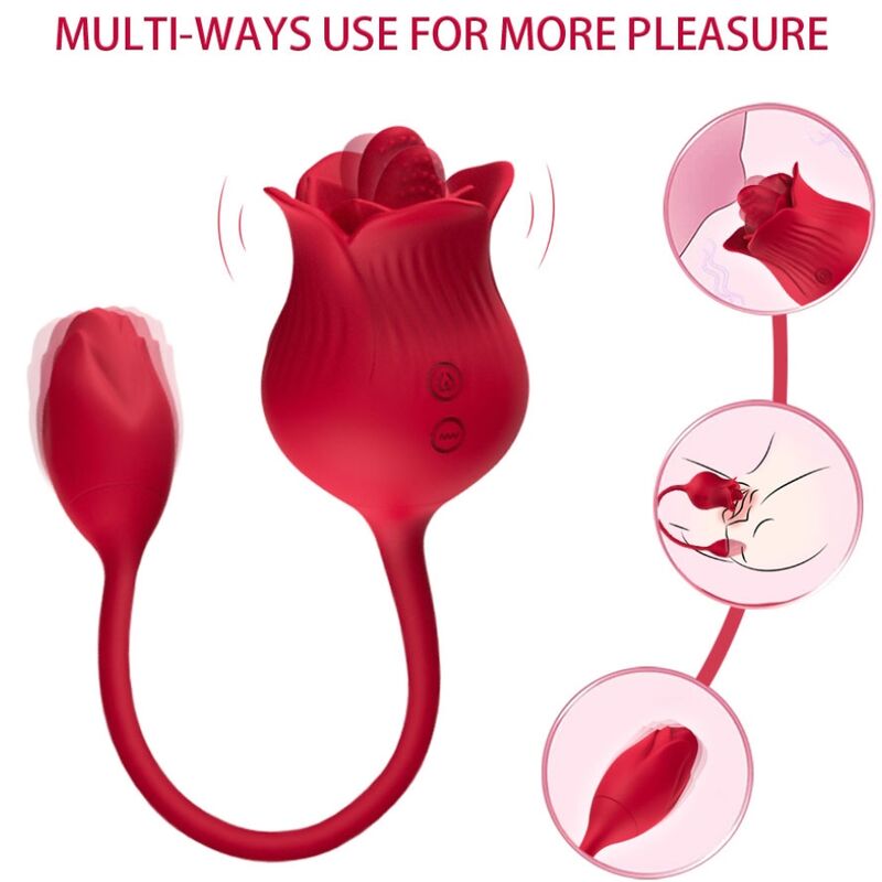 Alternative view of ARMONY - PINK CLITORIS STIMULATOR VIBRATOR WITH TAIL 10 MODES RED