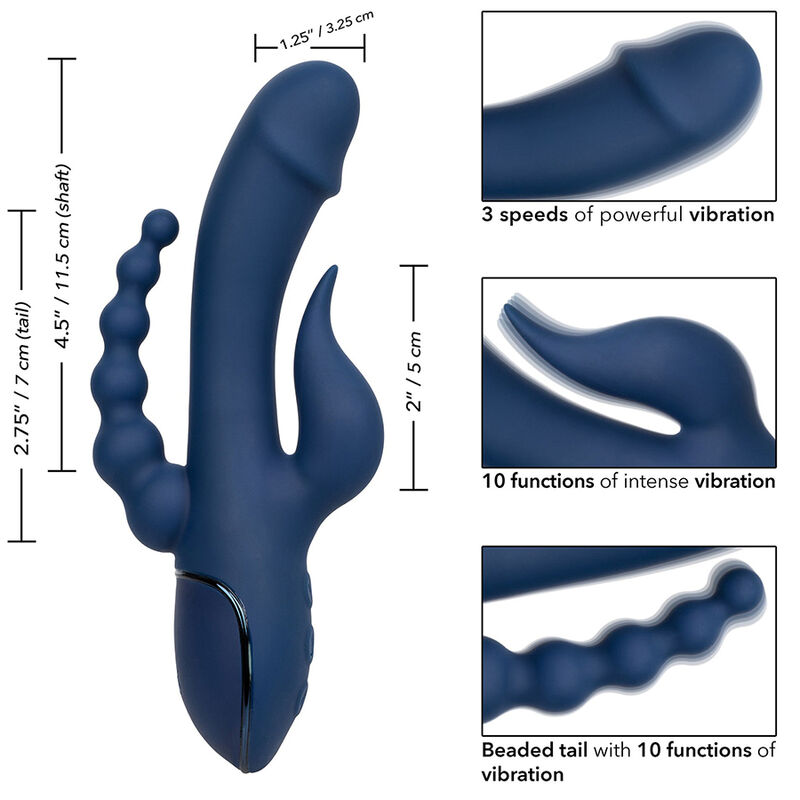 Alternative view of CALEXOTICS - VIBRATOR TRIPLE ORGASM BLUE