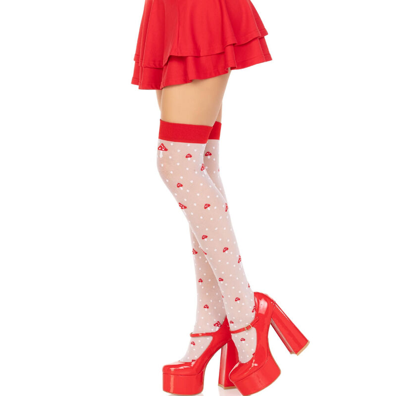 Alternative view of LEG AVENUE - MUSHROOM HIGH SOCKS RED/WHITE