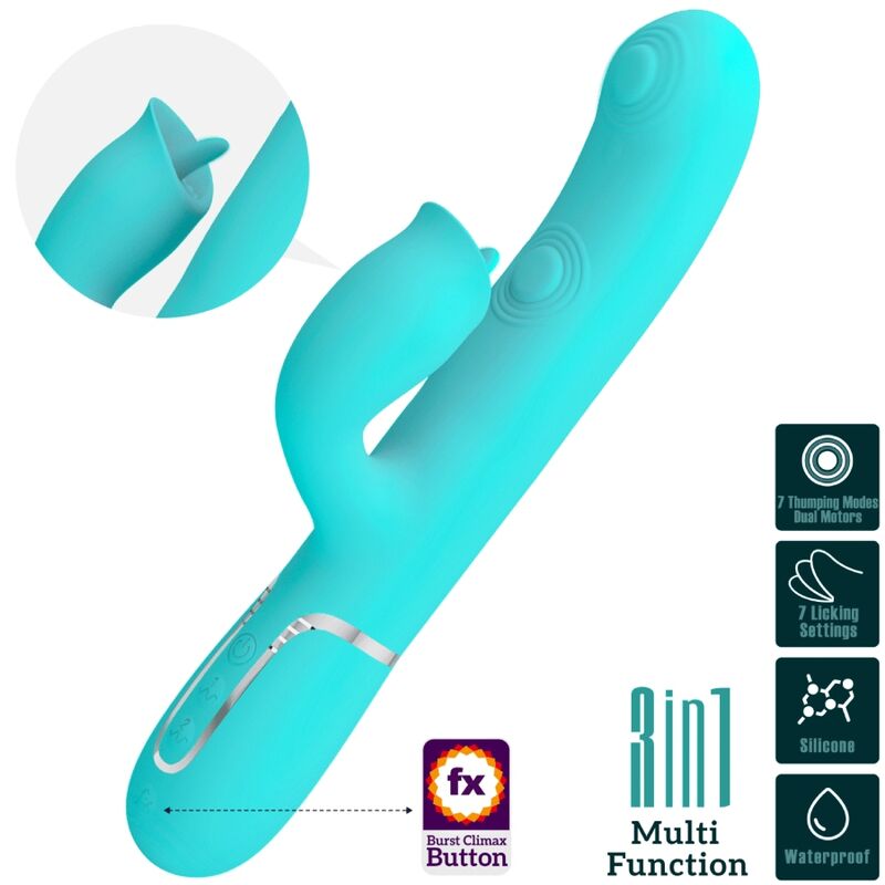 Alternative view of PRETTY LOVE - RABBIT VIBRATOR WITH LICKING AQUA GREEN