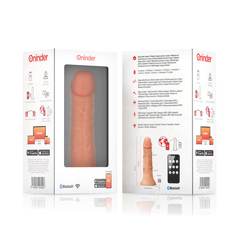 ONINDER - MEDIUM BOGOTÁ VIBRATOR DILDO 9 SPEEDS NATURAL 20 CM -O- 4.2 CM - FREE APP - Bild 3