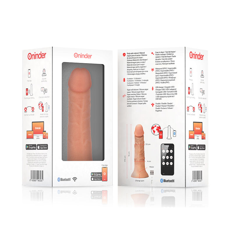 ONINDER - SMALL BOGOTÁ VIBRATOR DILDO 9 SPEEDS NATURAL 17.5 CM -O- 4 CM - FREE APP - Bild 5