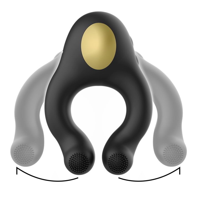 Alternative view of ARMONY - SILICONE VIBRATOR RING 3 MOTORS RECHARGEABLE BLACK - GOLD