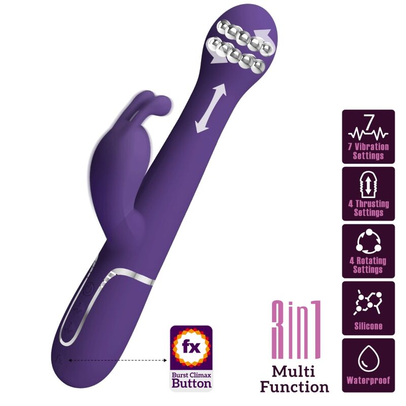 PRETTY LOVE - DEJON RABBIT VIBRATOR 3 IN 1 MULTIFUNCTION PURPLE - Bild 8