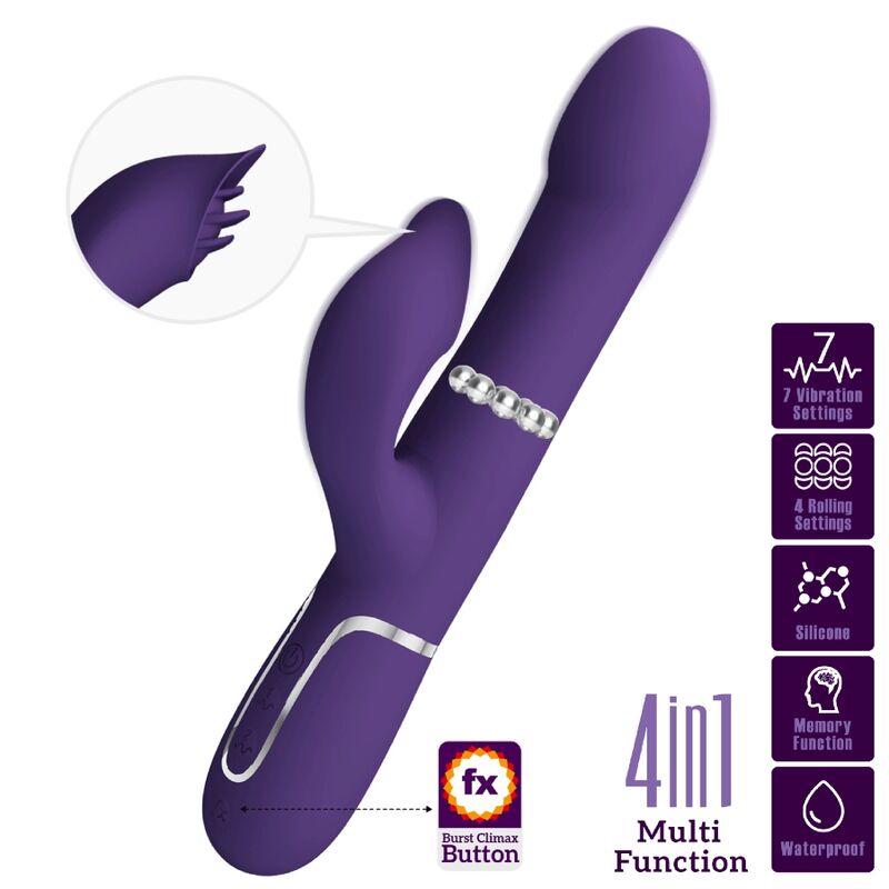 PRETTY LOVE - ZALIN RABBIT VIBRATOR PEARLS 4 IN 1 PURPLE - Bild 9