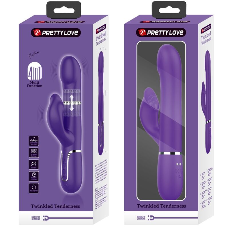 PRETTY LOVE - ZALIN RABBIT VIBRATOR PEARLS 4 IN 1 PURPLE - Bild 8