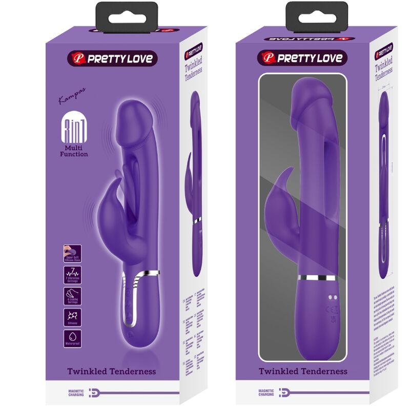 PRETTY LOVE - KAMPAS RABBIT 3 IN 1 MULTIFUNCTION VIBRATOR WITH TONGUE VIOLET - Bild 9