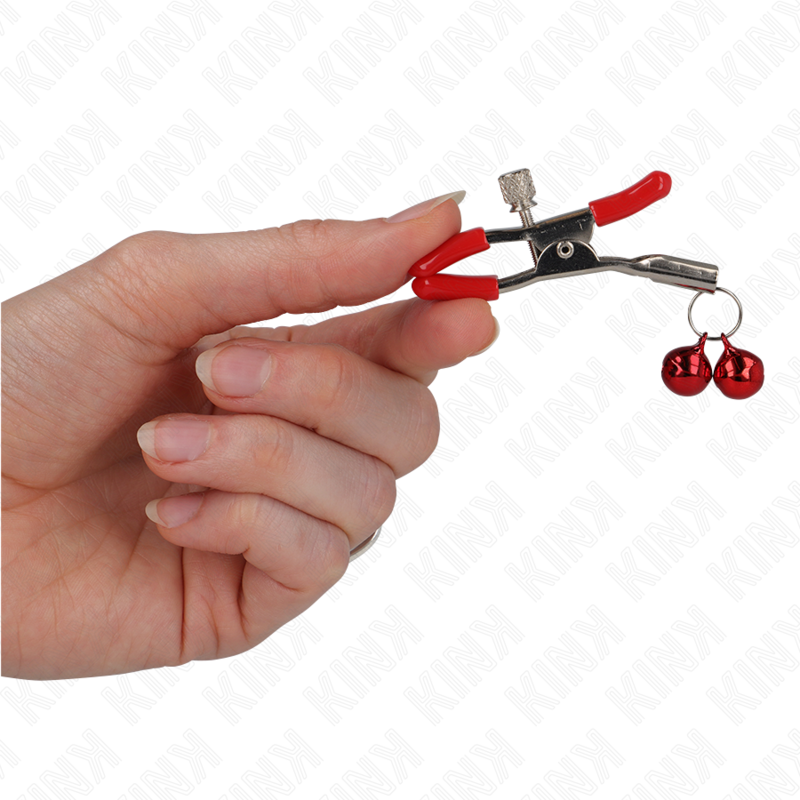Alternative view of KINK - RED DOUBLE BELL NIPPLE CLAMP RED 6 CM