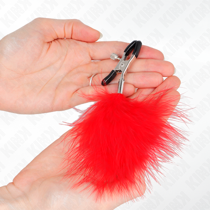 KINK - FEATHER NIPPLE CLAMP RED 7 CM - Bild 3