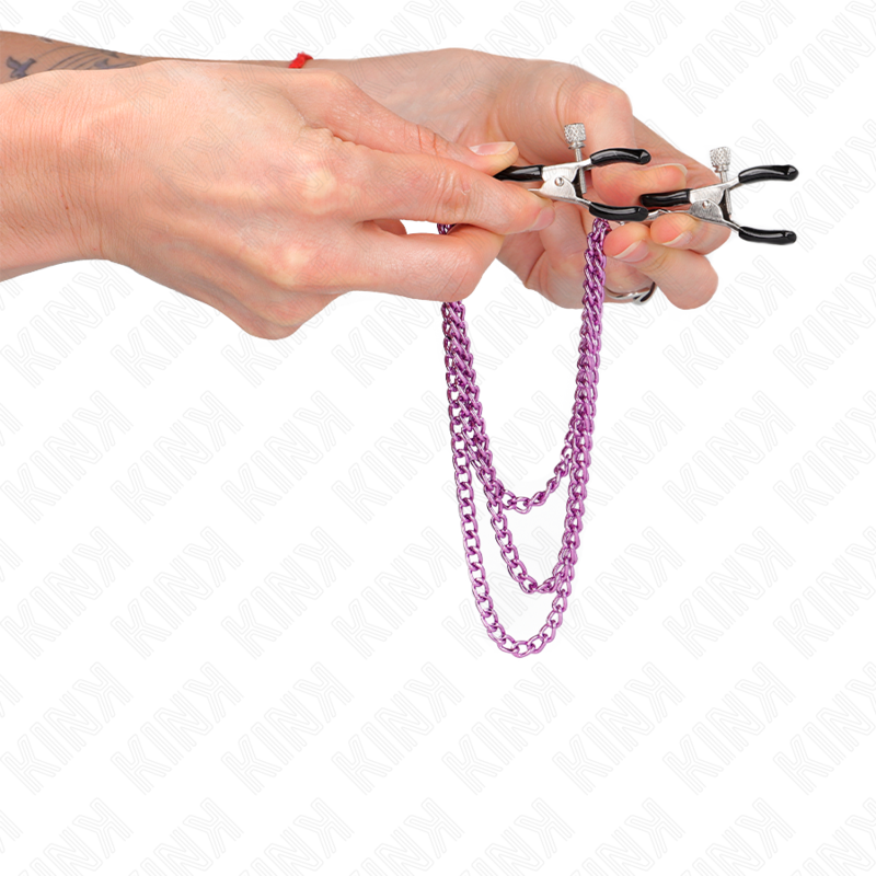 KINK - NIPPLE CLAMPS WITH 3 CHAINS PURPLE 20/23/28 CM - Bild 3