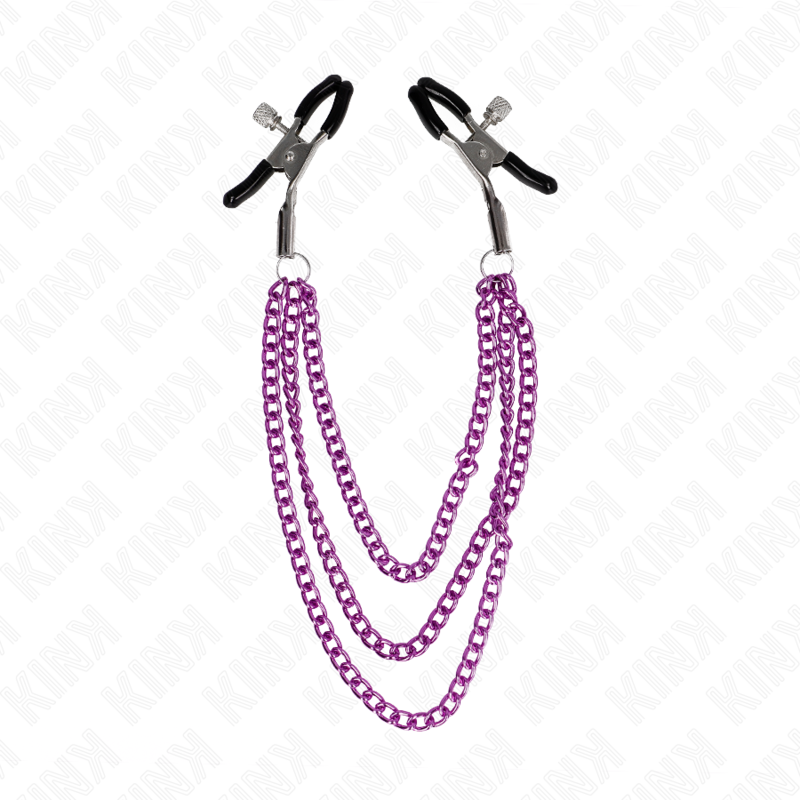 KINK - NIPPLE CLAMPS WITH 3 CHAINS PURPLE 20/23/28 CM - Bild 5