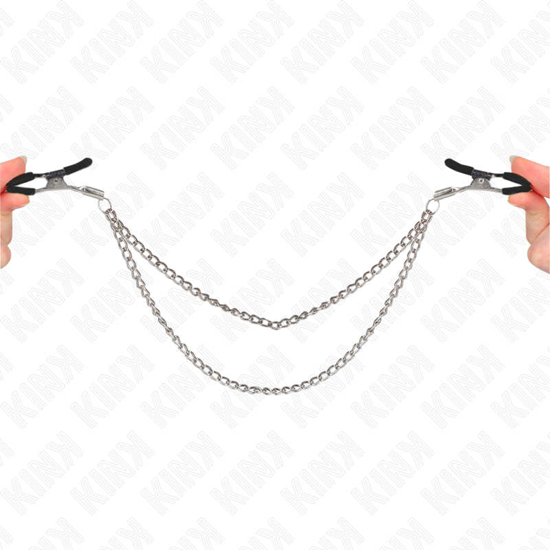 KINK - NIPPLE CLAMPS WITH 2 THICK CHAINS SILVER 20/23 CM - Bild 5