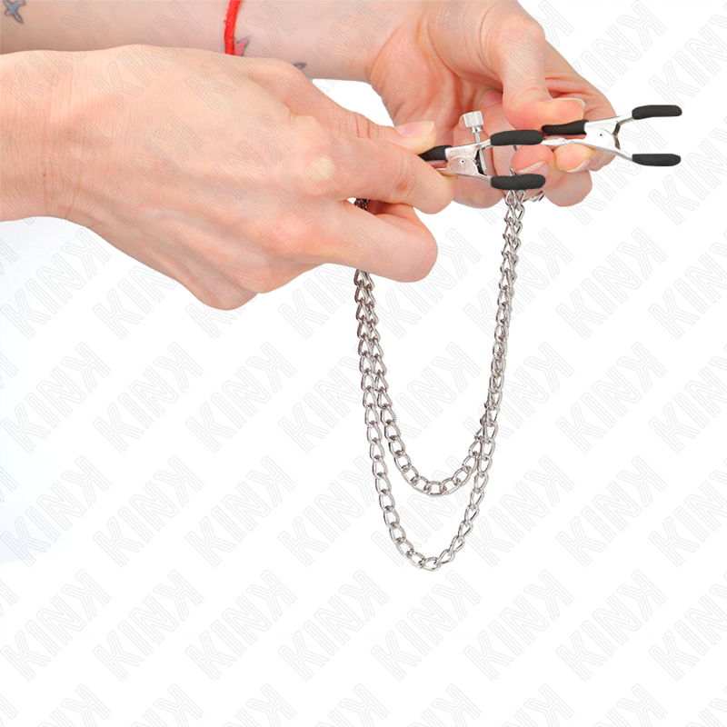 KINK - NIPPLE CLAMPS WITH 2 THICK CHAINS SILVER 20/23 CM - Bild 4