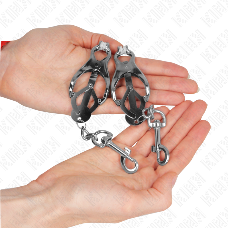 KINK - JAPANESE CLOVER NIPPLE CLAMPS WITH HOOKS SILVER - Bild 4